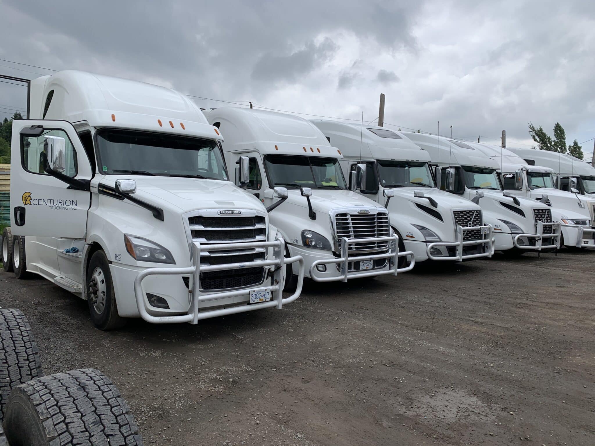 Work trucks and fleet vans cleaned on site for a commercial client in Hampden County, Massachusetts