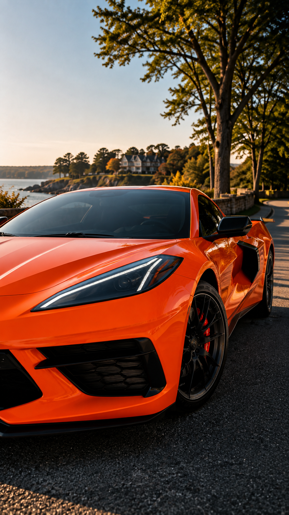 Orange Chevrolet Corvette C8 with a ceramic coated gloss finish detailed by S&F Detailing in Belchertown, MA