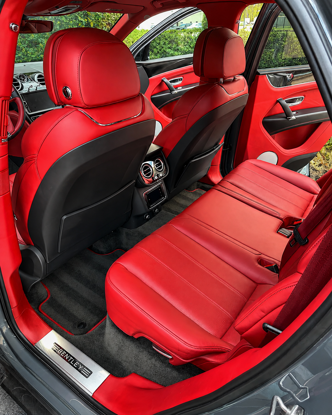 Bentley red leather interior after a premium interior detail in Belchertown, MA