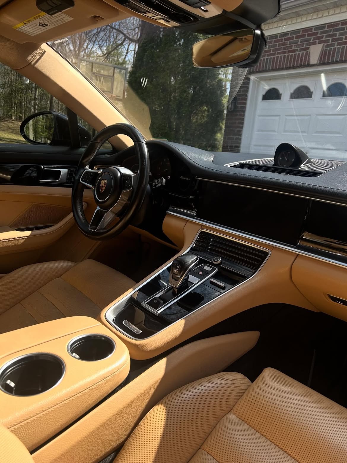 Detailed Porsche interior with tan leather and dashboard in Northampton, MA