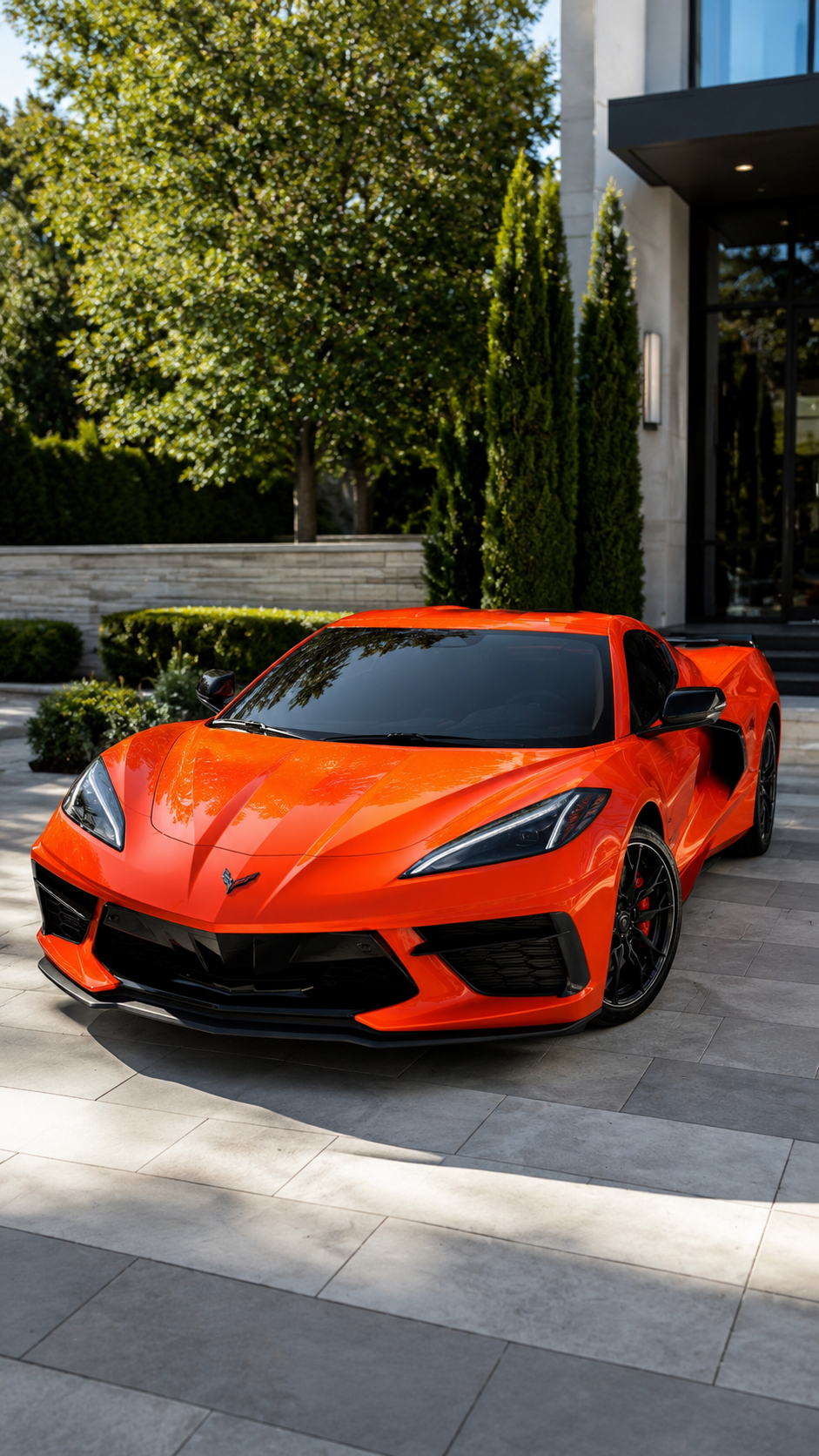 Orange Chevrolet Corvette C8 with a ceramic coated gloss finish detailed by S&F Detailing in Belchertown, MA