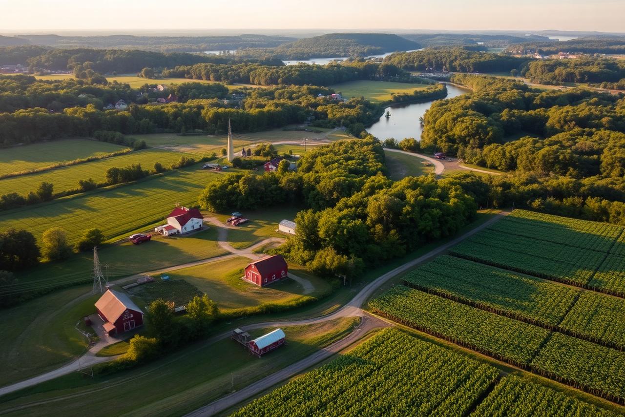 Farm fields and wooded hills in Franklin County, Massachusetts